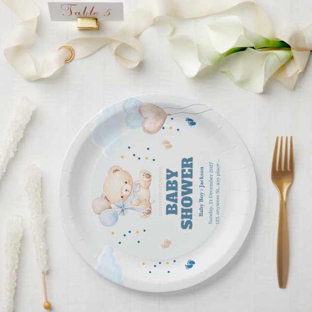 PLATO DE PAPEL DÍA DE DUCHA DE BEBÉ PERSONALIZADO  (Boda)