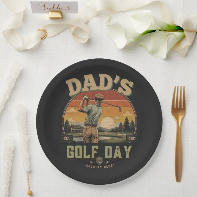 Plato De Papel Día de Golf de Papá (Boda)