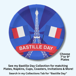 Plato De Papel Día de la Bastilla 14 de julio Día Nacional de Fra