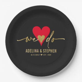 Plato De Papel Día de la Boda Elegante Corazón Simple Hacemos Gui
