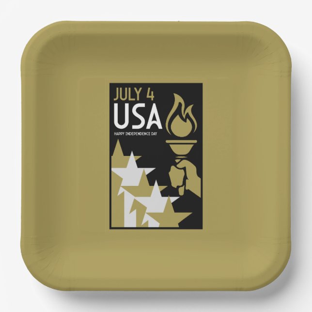 Plato De Papel Día de la Independencia de Estados Unidos (Anverso)