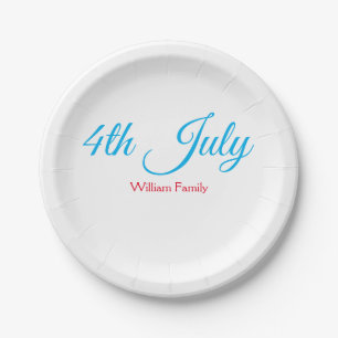 Plato De Papel día de la independencia del 4 de julio agregar tex