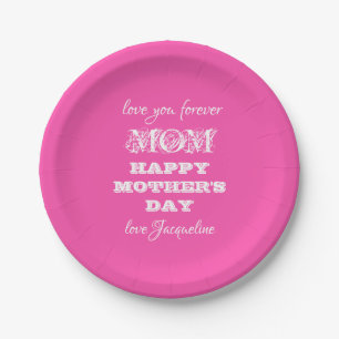 Plato De Papel Día de la Madre Amor Mamá Bonito personalizada Ros