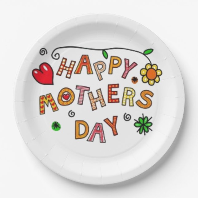 Plato De Papel Día de la Madre feliz (Anverso)