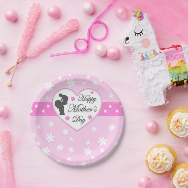Plato De Papel Día de la madre y el bebé (Fiesta)