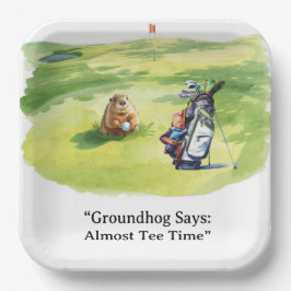 Plato De Papel Día de la Marmota Golfista Vacaciones de Golf de I