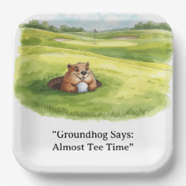 Plato De Papel Día de la Marmota Golfista Vacaciones de Golf de I