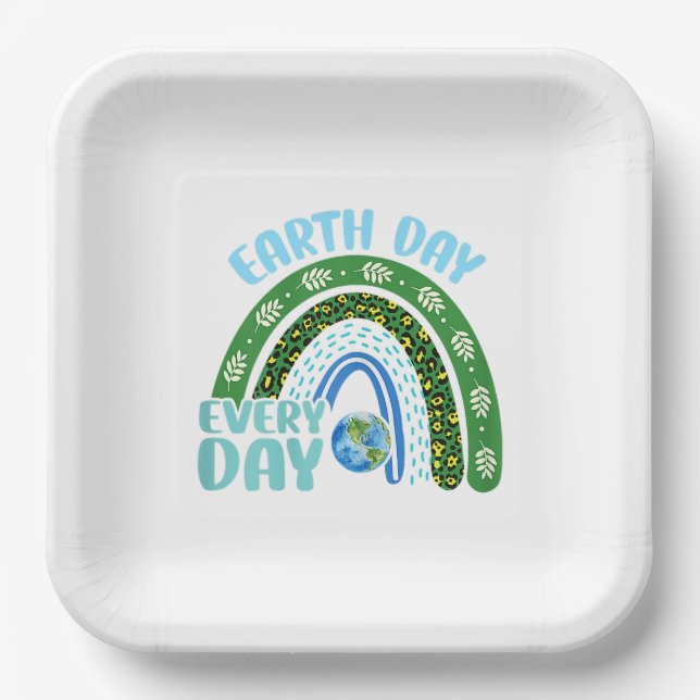 Plato De Papel Día de la Tierra Todos Los Días Protejan Nuestro P (Anverso)