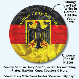 Plato De Papel Día de la Unidad Alemana, Día Nacional Alemán 7"