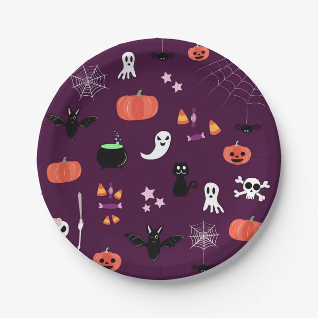 Plato De Papel Día de las Brujas (Anverso)