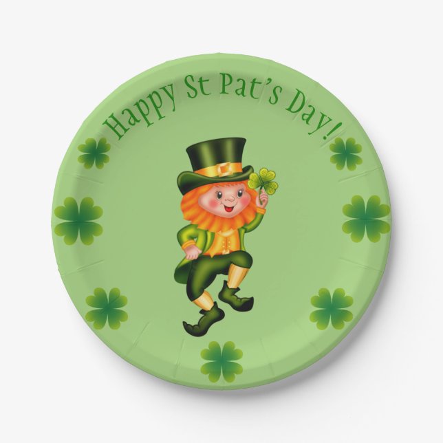 Plato De Papel Día de Leprechaun St Patrick (Anverso)