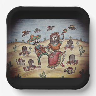 Plato De Papel Día de los Muertos