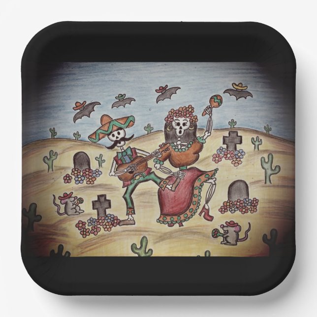Plato De Papel Día de los Muertos (Anverso)
