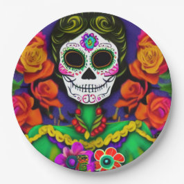 Plato De Papel Día de los Muertos