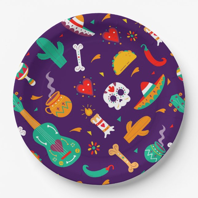 Plato De Papel Dia De Los Muertos (Anverso)