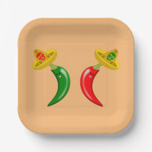 Plato De Papel Día de los Muertos Chilis Mexicanos