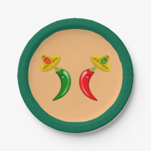 Plato De Papel Día de los Muertos Chilis Mexicanos