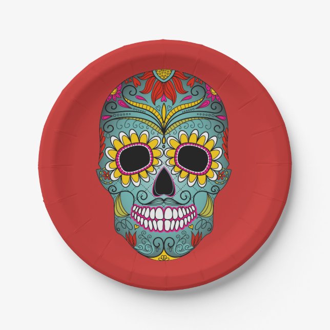 Plato De Papel Día de los Muertos del Fiesta Muerto (Anverso)