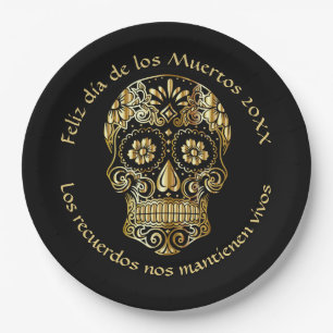 Plato De Papel Día de los muertos - Personalizar Añadir nombre 