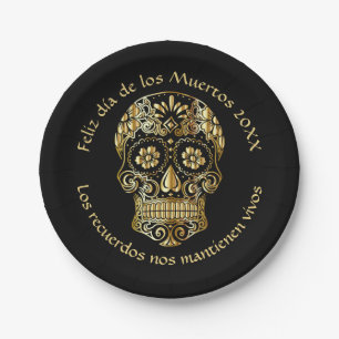 Plato De Papel Día de los Muertos - Personalizar Añadir nombre y