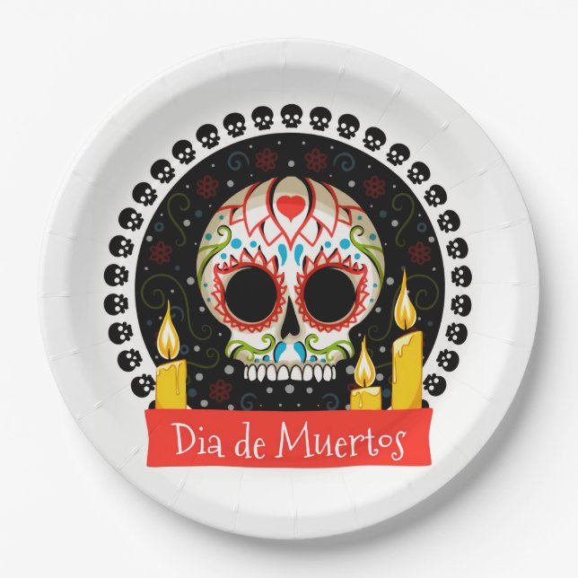 Plato De Papel Dia De Muertos (Anverso)