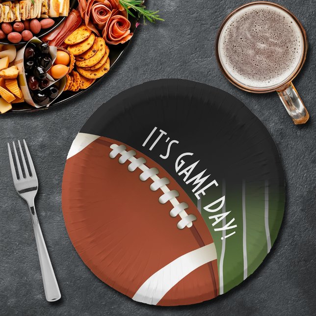 Plato De Papel Día de partidos de fútbol (Football Field Game Day Paper Plates)