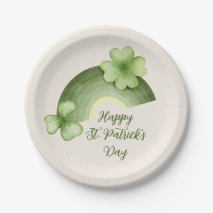 Plato De Papel Día de San Patricio - Arcoíris de Trébol de Acuare