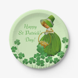 Plato De Papel Día de San Patricio: chica escogiendo rocas