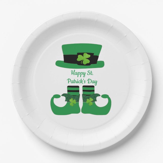 Plato De Papel Día de San Patricio, Irlandés, Leprechaun, Fiesta  (Anverso)