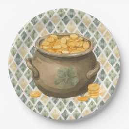 Plato De Papel Día de San Patricio Olla Rústica de Oro