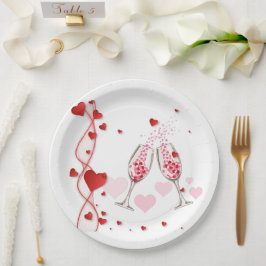 Plato De Papel Día de San Valentín feliz y moderno