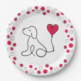 Plato De Papel Día de San Valentín Fiesta de perros en el Día de 