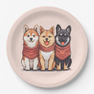 Plato De Papel Día de San Valentín Shiba Inu Dogs