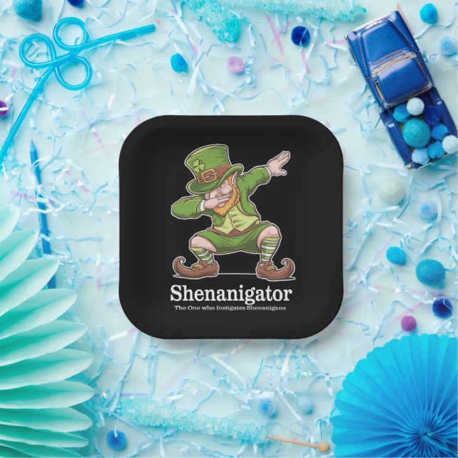 Plato De Papel Día de Simpatizantes Shenanigator Dabbing Leprecha (Fiesta)