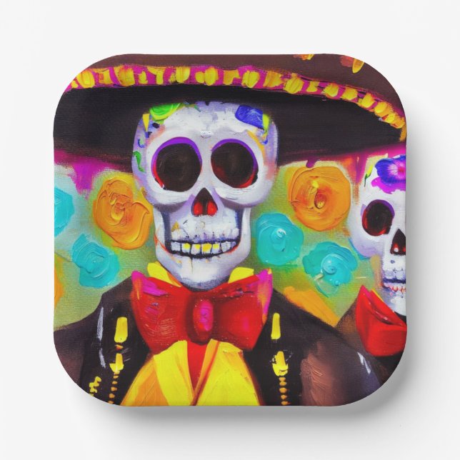 Plato De Papel Día del Muerto 2 (Anverso)