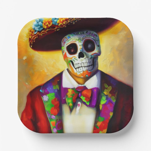 Plato De Papel Día del Muerto 3 (Anverso)