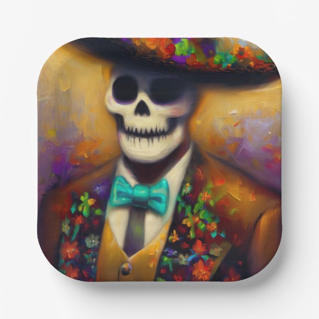 Plato De Papel Día del Muerto 4 (Anverso)