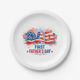 Plato De Papel Día del Padre Patriótico