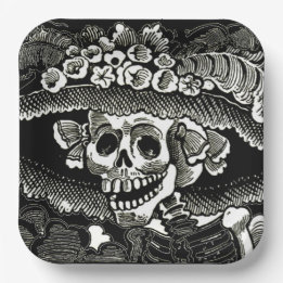 Plato De Papel Día del Papel Muerto - José Guadalupe Posada
