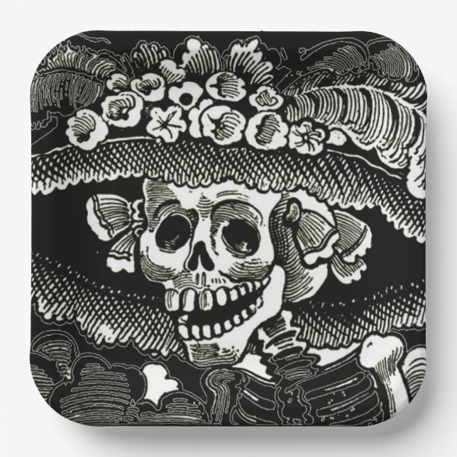 Plato De Papel Día del Papel Muerto - José Guadalupe Posada (Anverso)