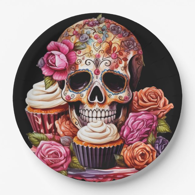 Plato De Papel Día del saludo Muerto (Anverso)