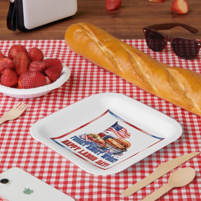 Plato De Papel Día del trabajo (Picnic)