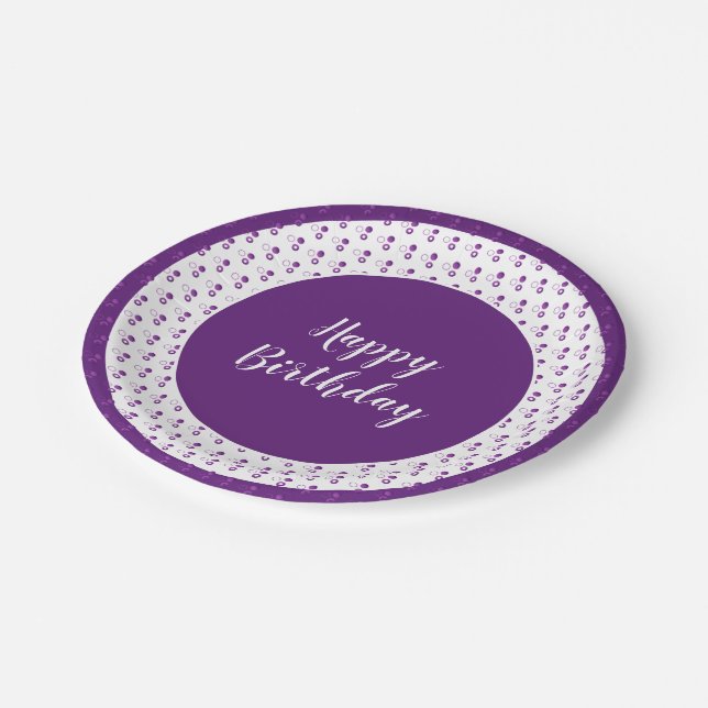 Plato De Papel Día feliz de cumpleaños del polka decorativo (Angular)