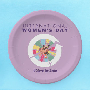Plato De Papel Día Internacional de la Mujer 2026 Dar para Ganar