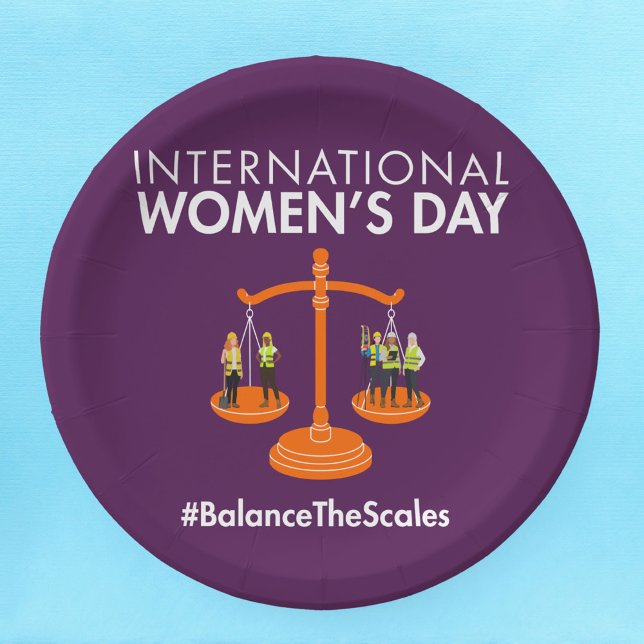 Plato De Papel Día Internacional de la Mujer 2026 Equilibra la Ba (Subido por el creador)