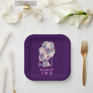 Plato De Papel Día internacional de la mujer morado 2025