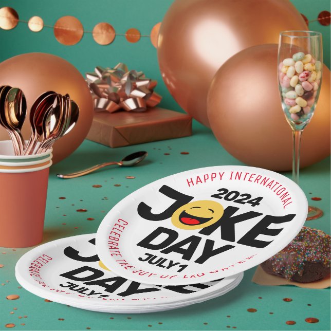 Plato De Papel Día Internacional del Chiste Cara de Rociación (Multi)