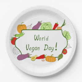 Plato De Papel Día Mundial de la Vegetariana Minimalista