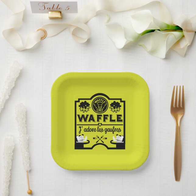 Plato De Papel Día Nacional de Waffle (Boda)