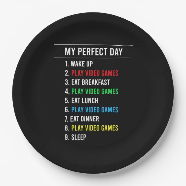 Plato De Papel Día perfecto para los jugadores (Anverso)